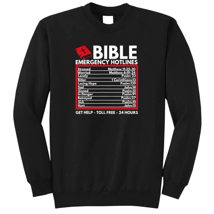 Bible Emergency Numbers Funny Christian Bible Tall Sweatshirt