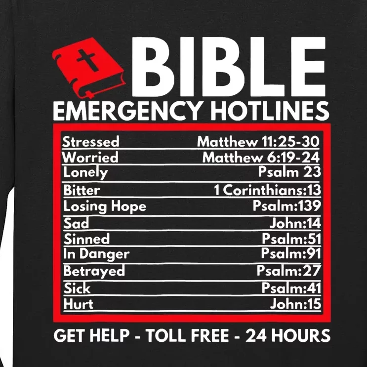 Bible Emergency Numbers Christian Bible Tall Long Sleeve T-Shirt