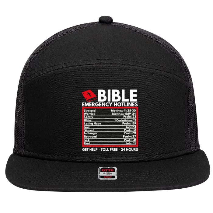 Bible Emergency Numbers Funny Christian Bible Jesus 7 Panel Mesh Trucker Snapback Hat