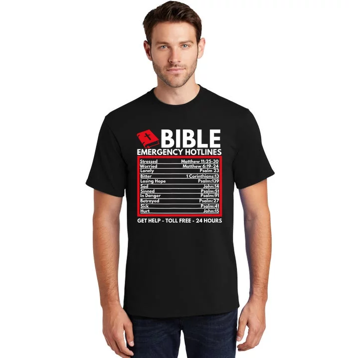 Bible Emergency Numbers Funny Christian Bible Jesus Tall T-Shirt