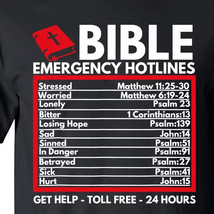 Bible Emergency Numbers Funny Christian Bible Jesus Tall T-Shirt