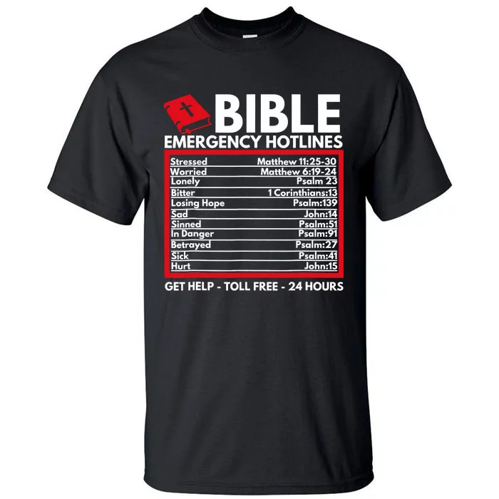 Bible Emergency Numbers Funny Christian Bible Jesus Tall T-Shirt