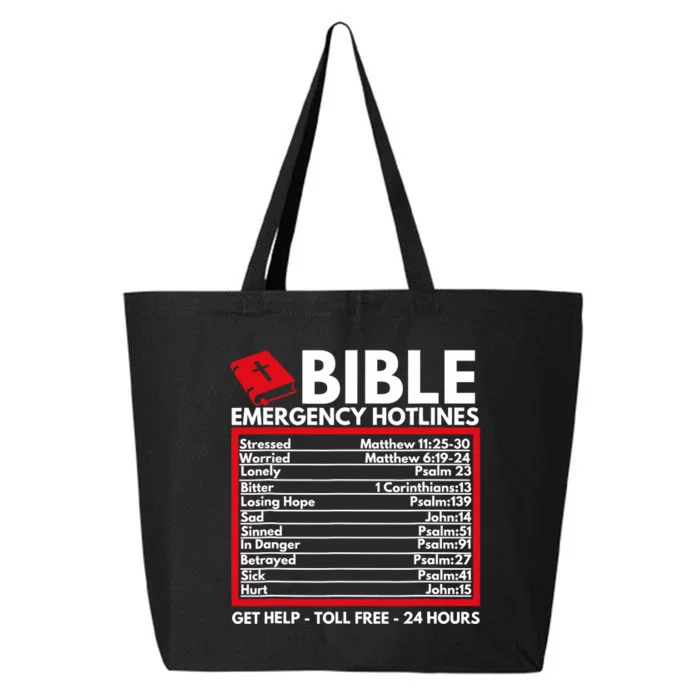 Bible Emergency Numbers Funny Christian Bible Jesus 25L Jumbo Tote