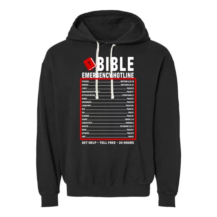 Bible Emergency Numbers Funny Christian Bible & Jesus Quotes Garment-Dyed Fleece Hoodie