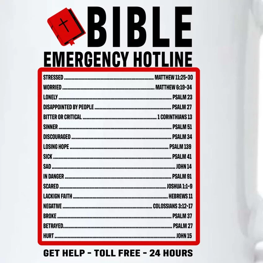 Bible Emergency Numbers Funny Christian Bible & Jesus Quotes Black Color Changing Mug