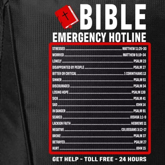 Bible Emergency Numbers Funny Christian Bible & Jesus Quotes City Backpack