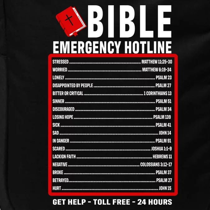 Bible Emergency Numbers Funny Christian Bible & Jesus Quotes Impact Tech Backpack