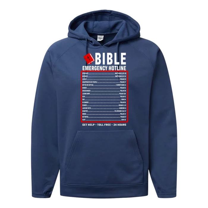 Bible Emergency Numbers Funny Christian Bible & Jesus Quotes Performance Fleece Hoodie