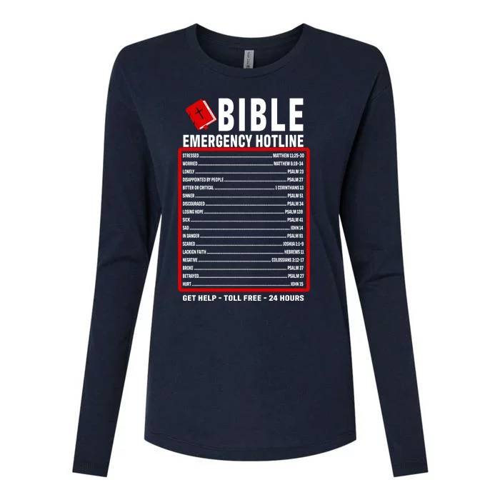 Bible Emergency Numbers Funny Christian Bible & Jesus Quotes Womens Cotton Relaxed Long Sleeve T-Shirt