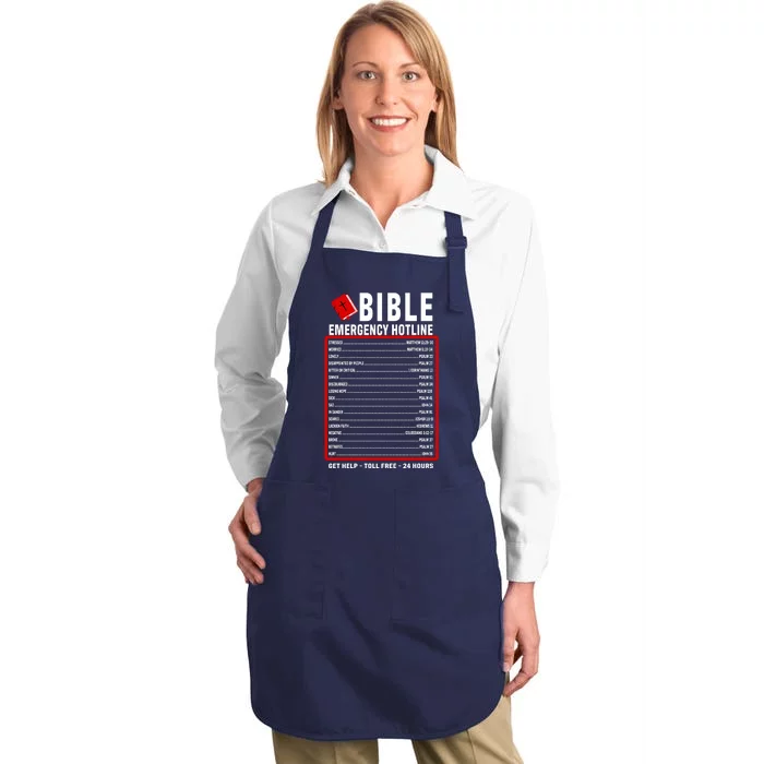 Bible Emergency Numbers Funny Christian Bible & Jesus Quotes Full-Length Apron With Pocket