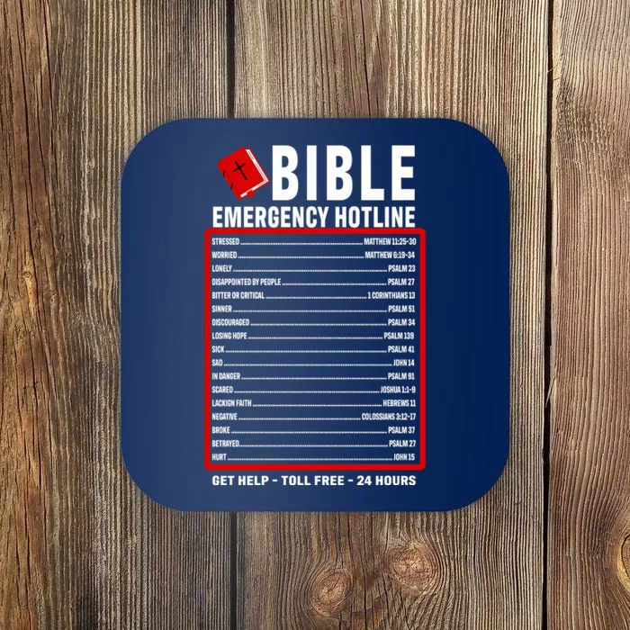 Bible Emergency Numbers Funny Christian Bible & Jesus Quotes Coaster