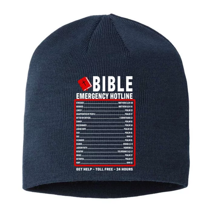 Bible Emergency Numbers Funny Christian Bible & Jesus Quotes 8 1/2in Sustainable Knit Beanie