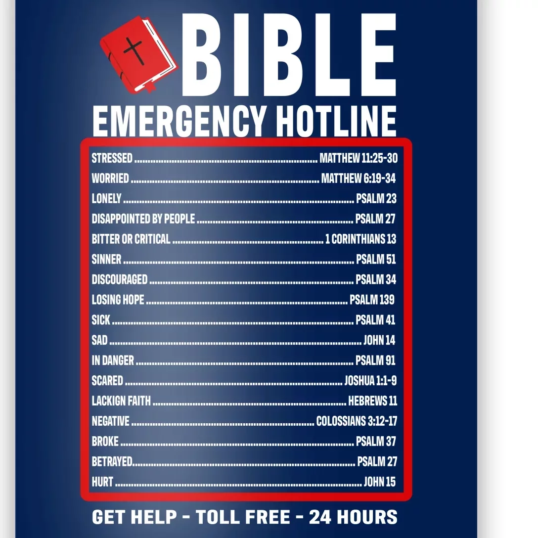 Bible Emergency Numbers Funny Christian Bible & Jesus Quotes Poster