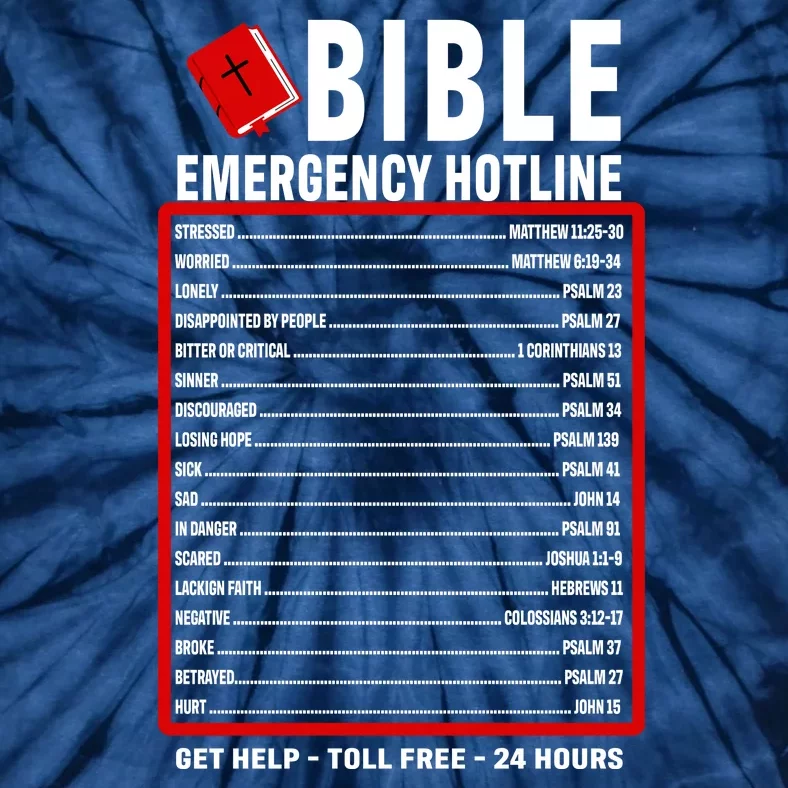 Bible Emergency Numbers Funny Christian Bible & Jesus Quotes Tie-Dye T-Shirt