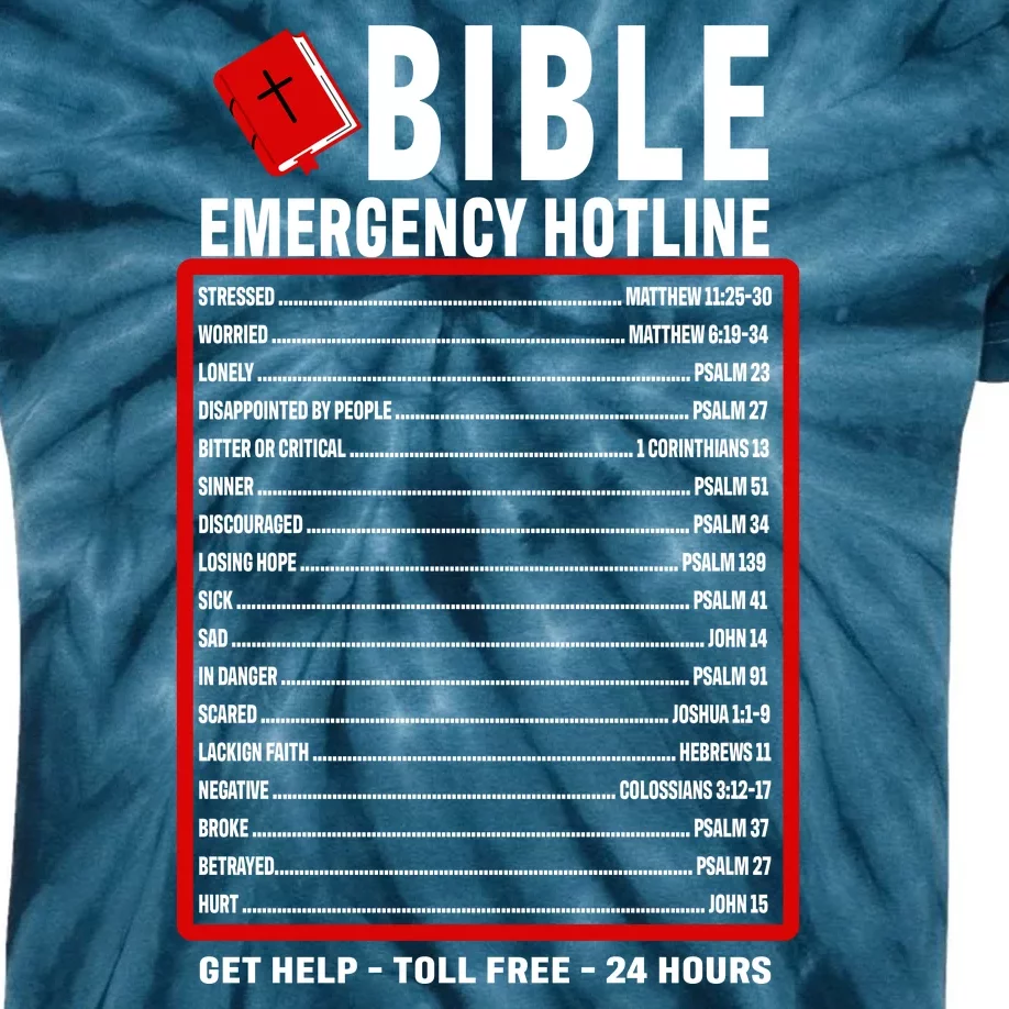 Bible Emergency Numbers Funny Christian Bible & Jesus Quotes Kids Tie-Dye T-Shirt