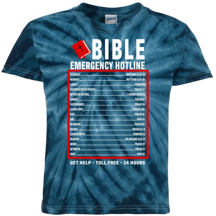 Bible Emergency Numbers Funny Christian Bible & Jesus Quotes Kids Tie-Dye T-Shirt