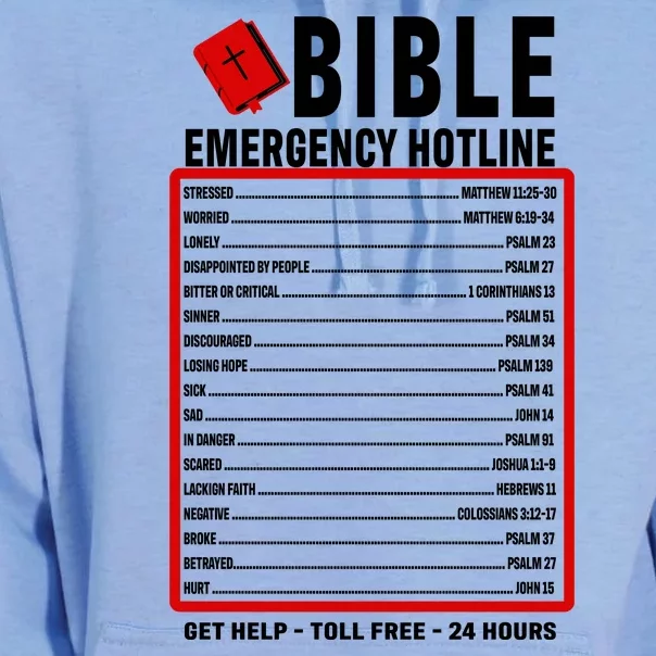 Bible Emergency Numbers Funny Christian Bible & Jesus Quotes Unisex Surf Hoodie