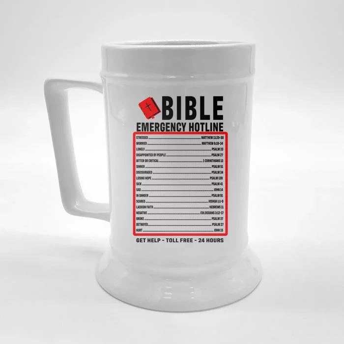 Bible Emergency Numbers Funny Christian Bible & Jesus Quotes Front & Back Beer Stein