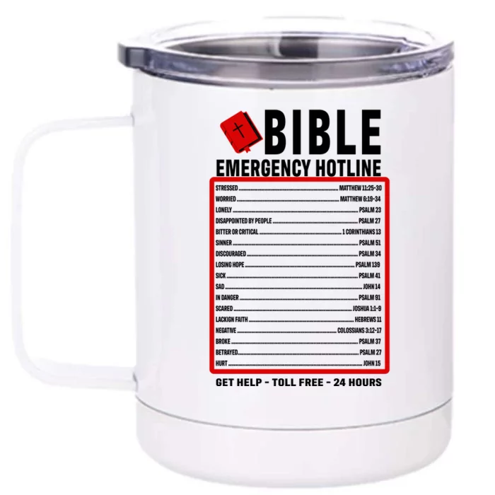 Bible Emergency Numbers Funny Christian Bible & Jesus Quotes Front & Back 12oz Stainless Steel Tumbler Cup