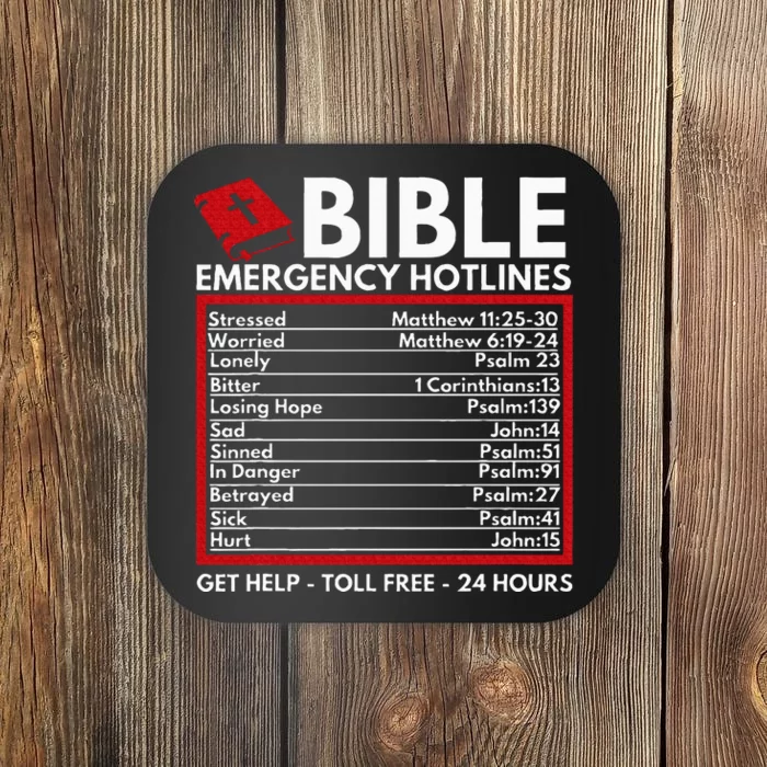 Bible Emergency Numbers Funny Christian Bible & Jesus Coaster