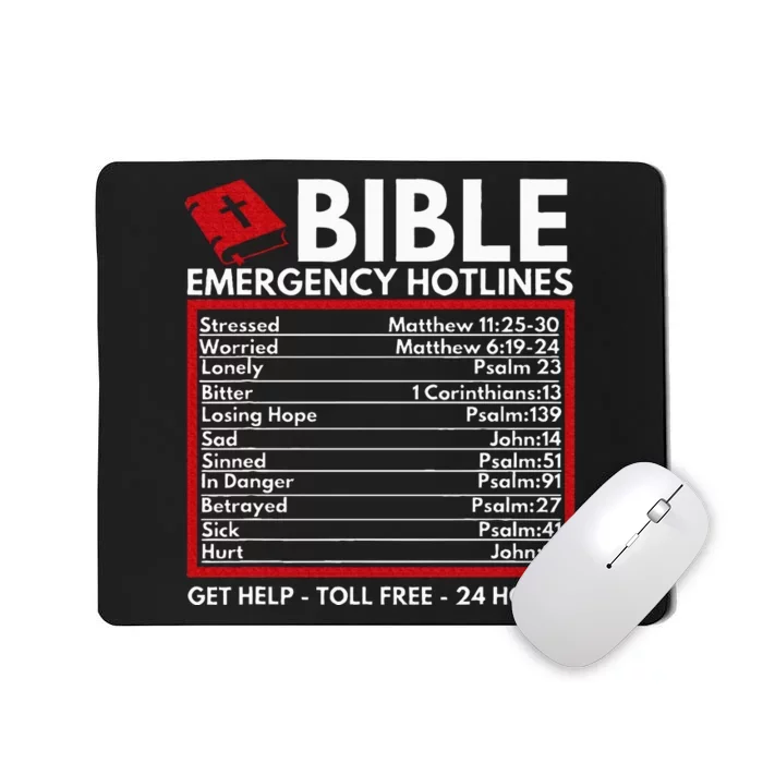 Bible Emergency Numbers Funny Christian Bible & Jesus Mousepad