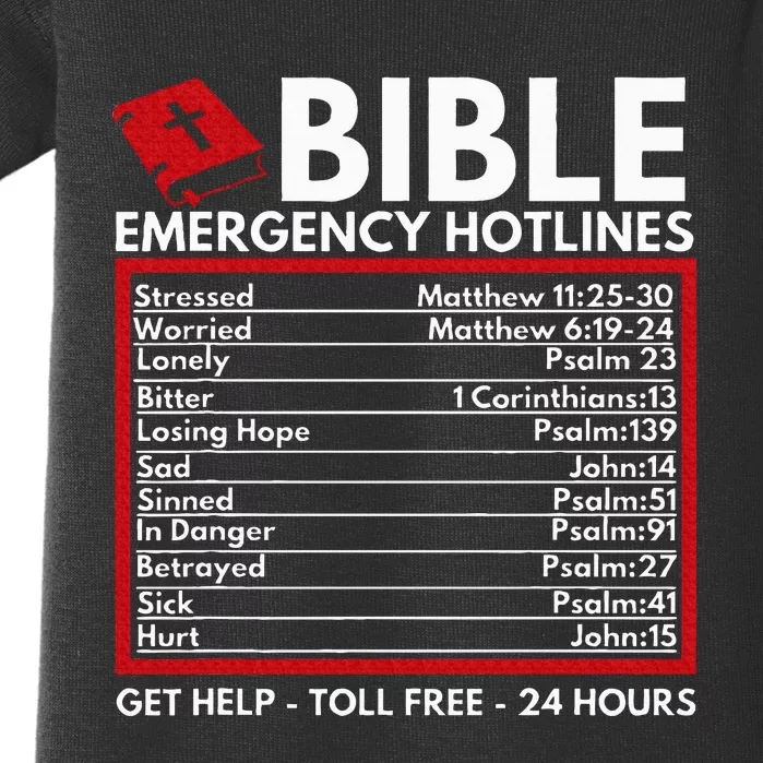 Bible Emergency Numbers Funny Christian Bible & Jesus Baby Bodysuit