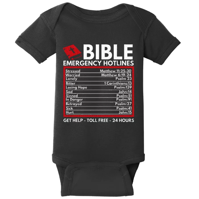 Bible Emergency Numbers Funny Christian Bible & Jesus Baby Bodysuit