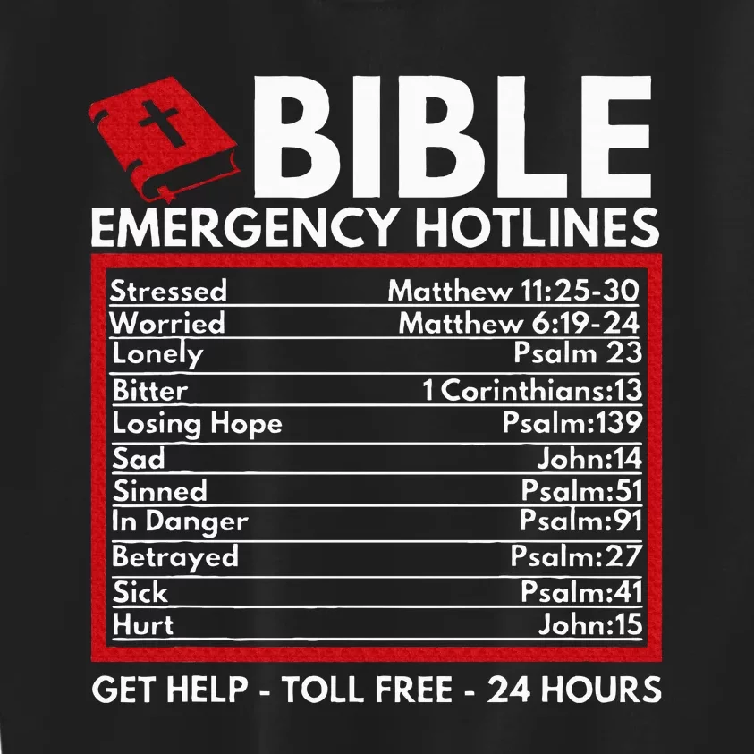 Bible Emergency Numbers Funny Christian Bible & Jesus Kids Sweatshirt