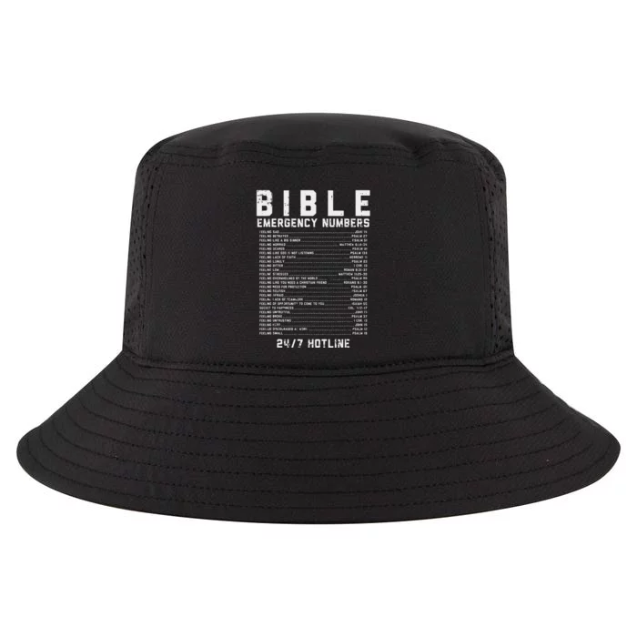 Bible Emergency Numbers Verse God Jesus Faith Christian Gift Cool Comfort Performance Bucket Hat