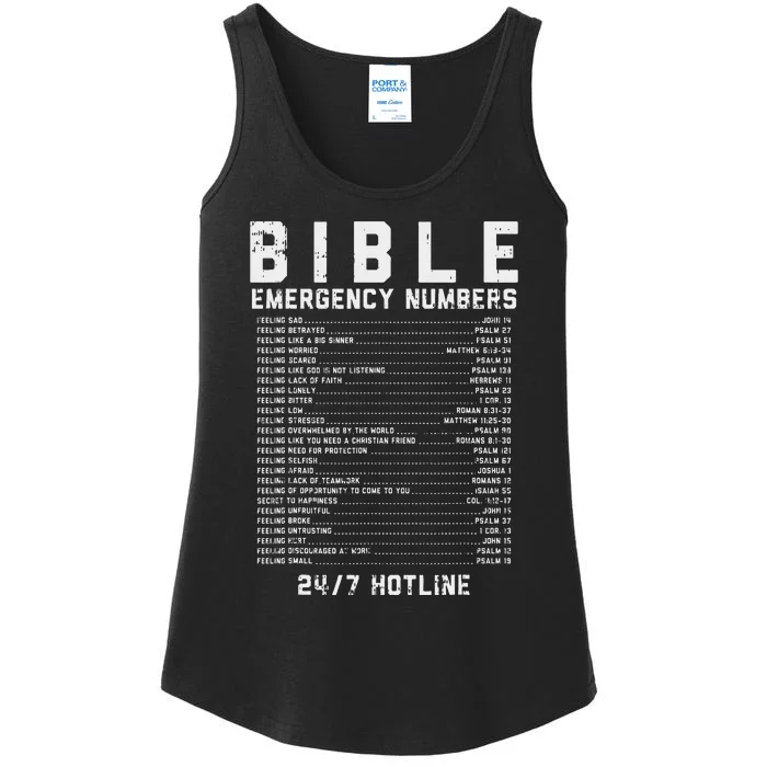 Bible Emergency Numbers Verse God Jesus Faith Christian Gift Ladies Essential Tank