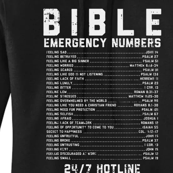 Bible Emergency Numbers Verse God Jesus Faith Christian Gift Women's Pullover Hoodie