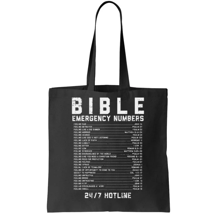 Bible Emergency Numbers Verse God Jesus Faith Christian Gift Tote Bag