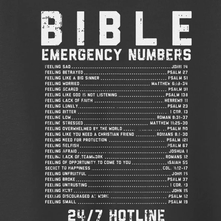 Bible Emergency Numbers Verse God Jesus Faith Christian Gift Toddler T-Shirt