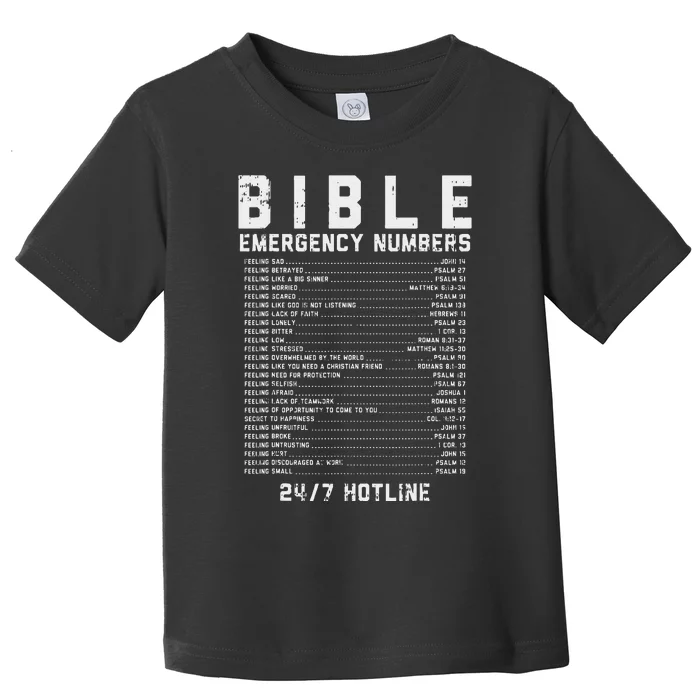 Bible Emergency Numbers Verse God Jesus Faith Christian Gift Toddler T-Shirt