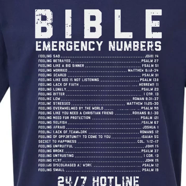 Bible Emergency Numbers Verse God Jesus Faith Christian Gift Sueded Cloud Jersey T-Shirt