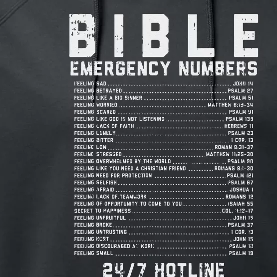 Bible Emergency Numbers Verse God Jesus Faith Christian Gift Performance Fleece Hoodie