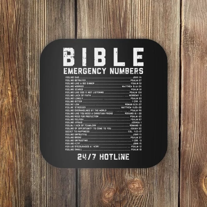 Bible Emergency Numbers Verse God Jesus Faith Christian Gift Coaster