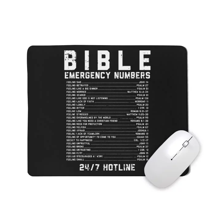 Bible Emergency Numbers Verse God Jesus Faith Christian Gift Mousepad