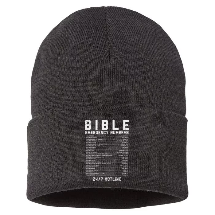 Bible Emergency Numbers Verse God Jesus Faith Christian Gift Sustainable Knit Beanie