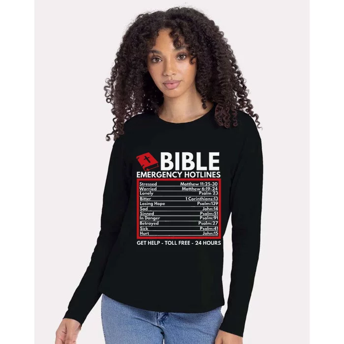 Bible Emergency Numbers Funny Christian Bible & Jesus Womens Cotton Relaxed Long Sleeve T-Shirt