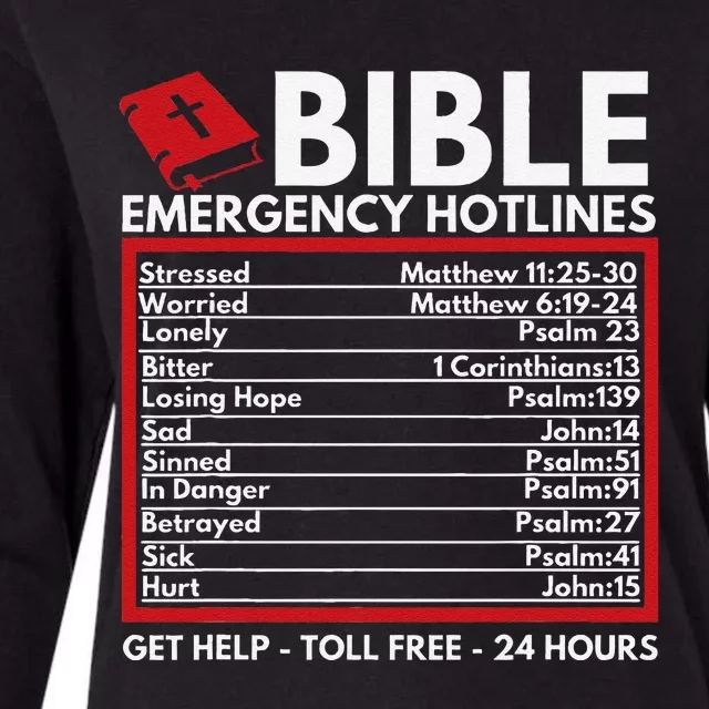 Bible Emergency Numbers Funny Christian Bible & Jesus Womens Cotton Relaxed Long Sleeve T-Shirt