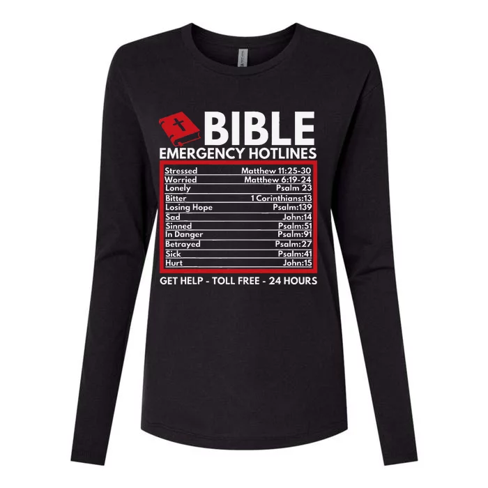 Bible Emergency Numbers Funny Christian Bible & Jesus Womens Cotton Relaxed Long Sleeve T-Shirt