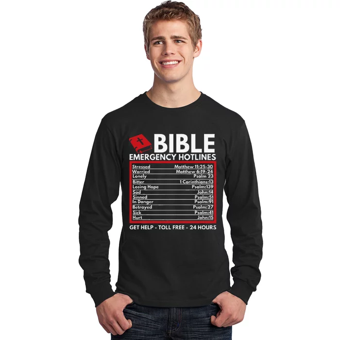 Bible Emergency Numbers Funny Christian Bible & Jesus Long Sleeve Shirt