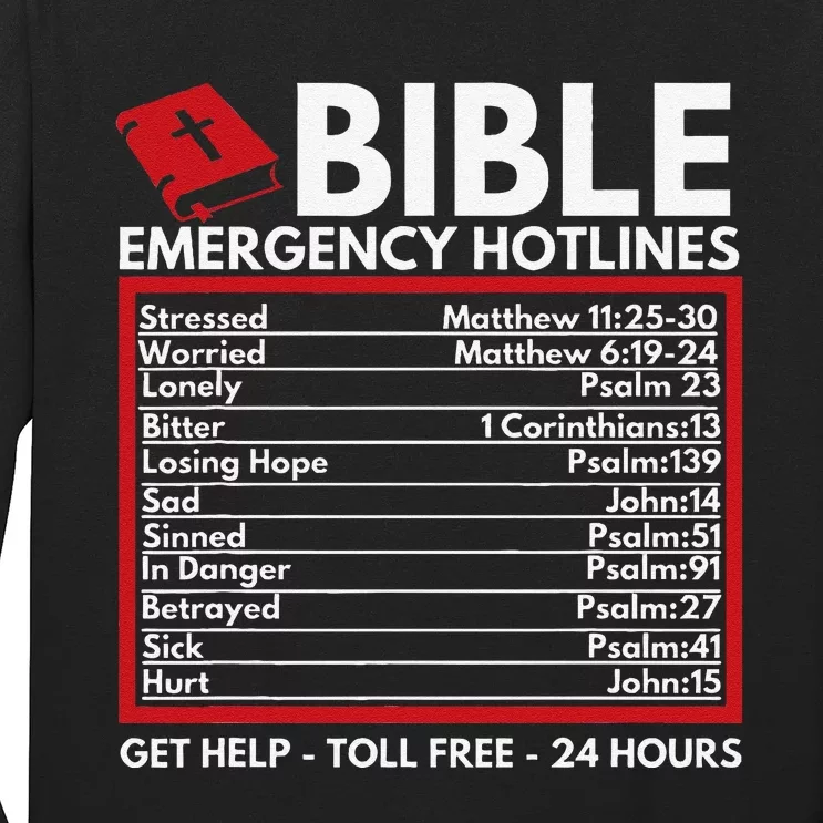 Bible Emergency Numbers Funny Christian Bible & Jesus Long Sleeve Shirt