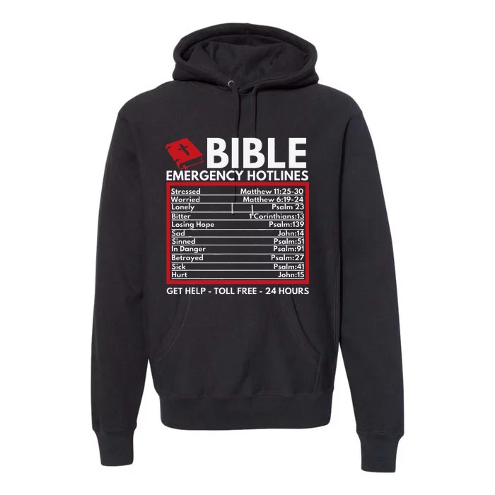 Bible Emergency Numbers Funny Christian Bible & Jesus Premium Hoodie