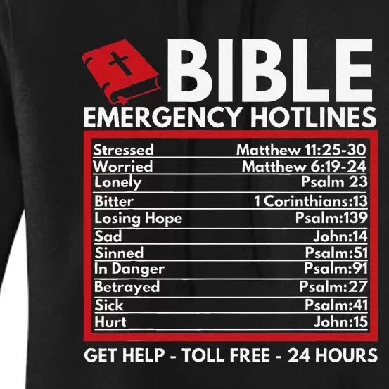 Bible Emergency Numbers Funny Christian Bible & Jesus Women's Pullover Hoodie