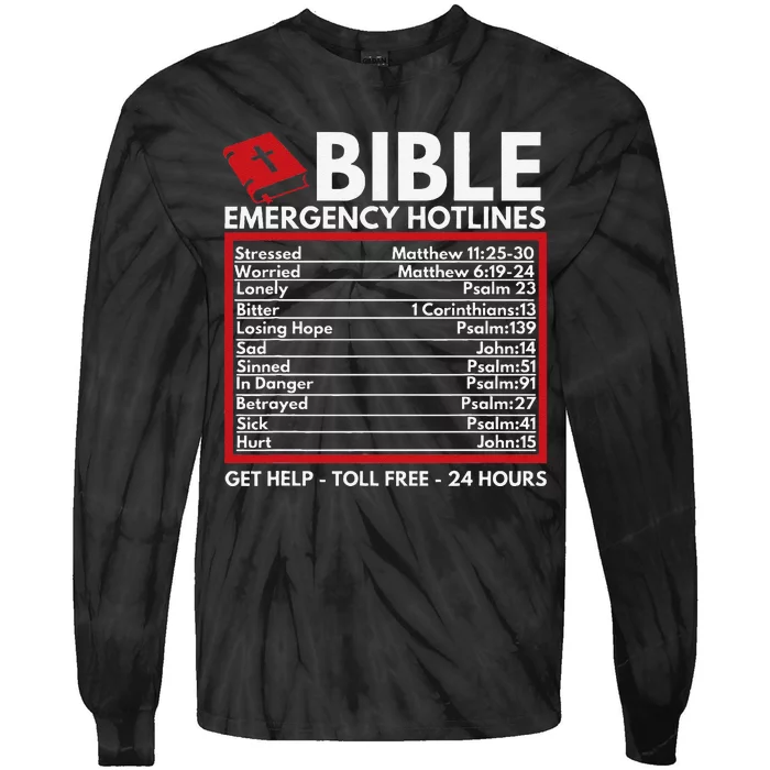 Bible Emergency Numbers Funny Christian Bible & Jesus Tie-Dye Long Sleeve Shirt