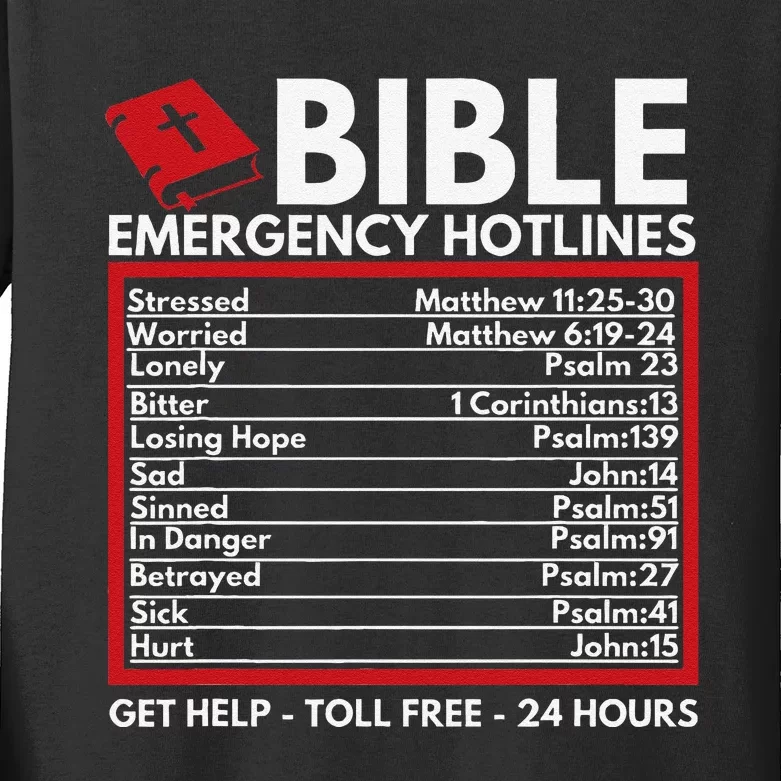 Bible Emergency Numbers Funny Christian Bible & Jesus Kids Long Sleeve Shirt