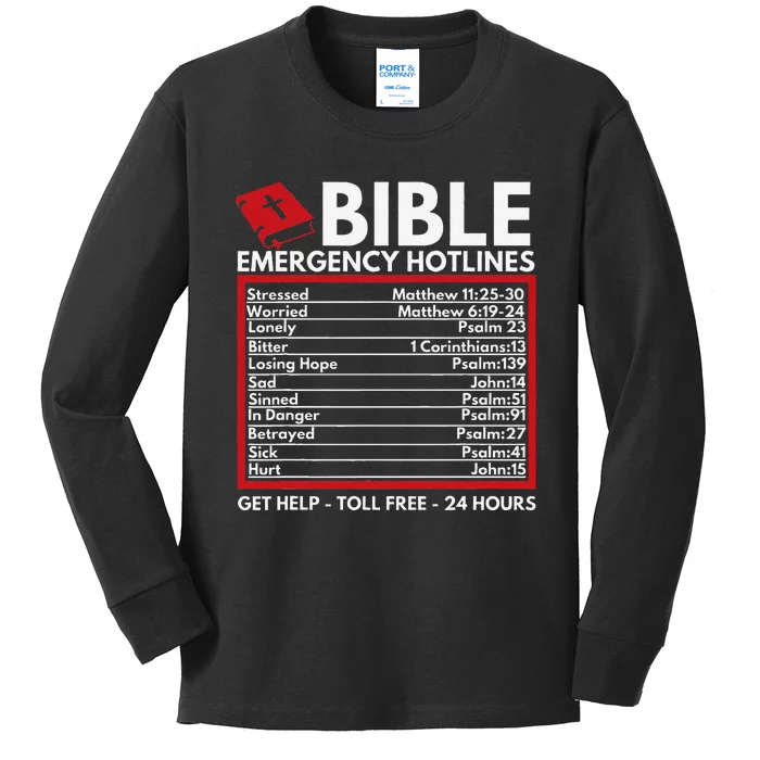 Bible Emergency Numbers Funny Christian Bible & Jesus Kids Long Sleeve Shirt