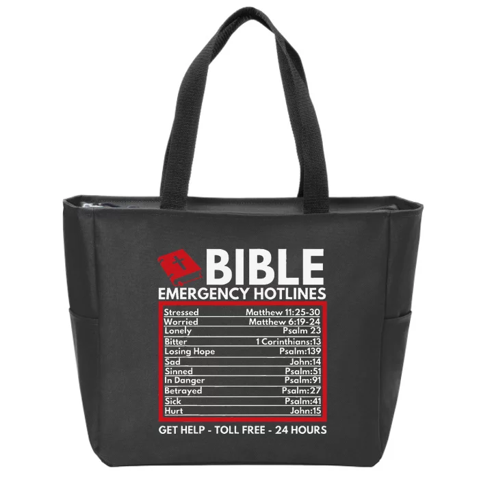 Bible Emergency Numbers Funny Christian Bible & Jesus Zip Tote Bag